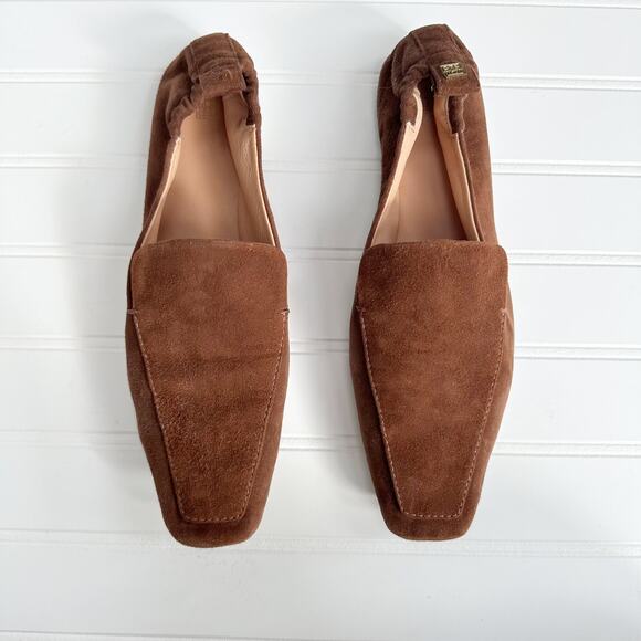Toteme Chocolate Brown Suede Loafers Slip On Flats - Picture 10 of 14